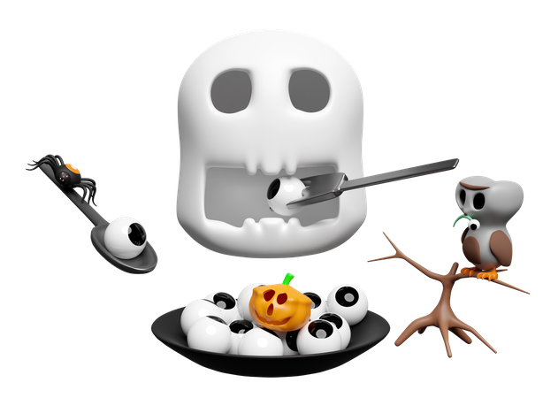 Skull Eating Eyeball  3D Icon