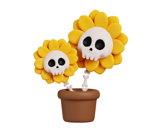 Skull Flower 3D Icon