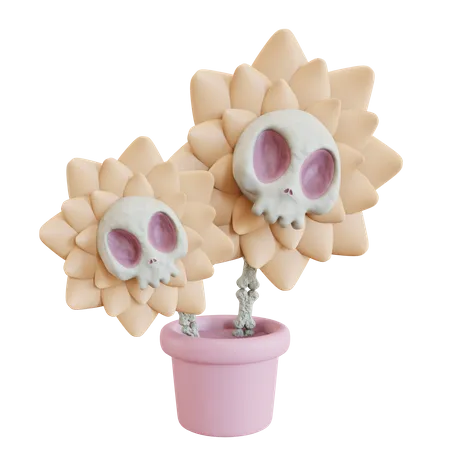 3 D Skull Flower Illustration 3D Icon