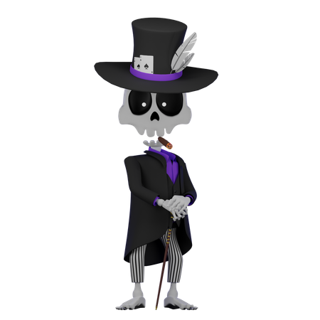 Skull Gambler  3D Icon