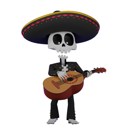 Skull Guitarist 3D Illustration