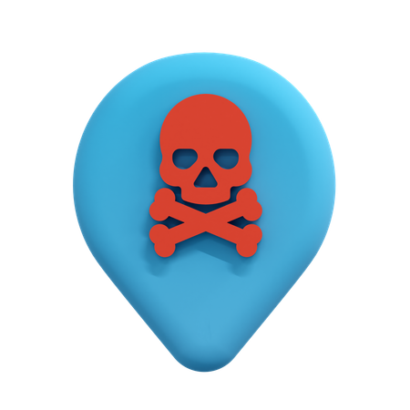 Skull Location Pin  3D Icon