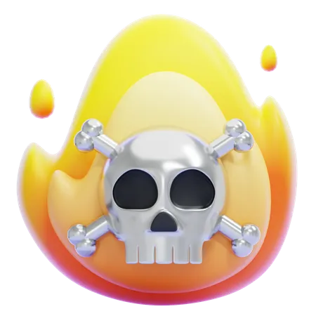 Skull on Fire  3D Icon