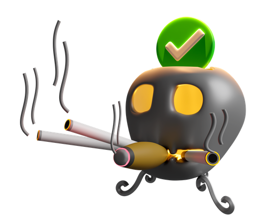 Skull Smoking  3D Icon