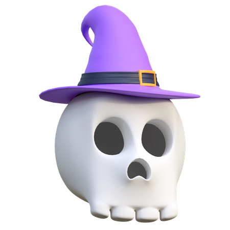 Skull Wearing Witch Hat  3D Icon