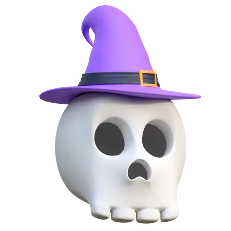 Skull Wearing Witch Hat Halloween 3 D Icon Illustration 3D Icon