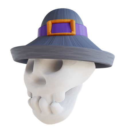 Skull Wearing Witch Hat  3D Icon