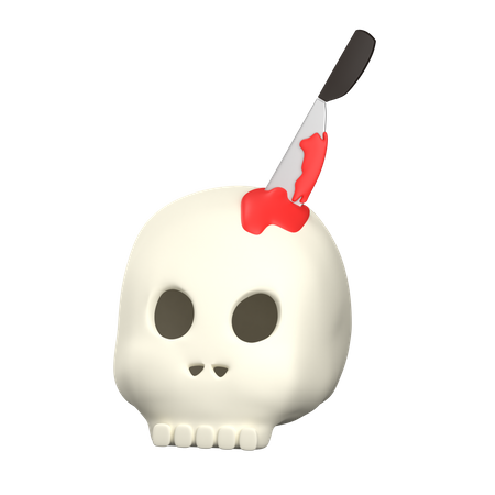 Skull With Blood Knife  3D Icon