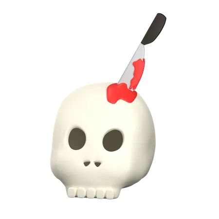 Skull With Blood Knife 3D Icon
