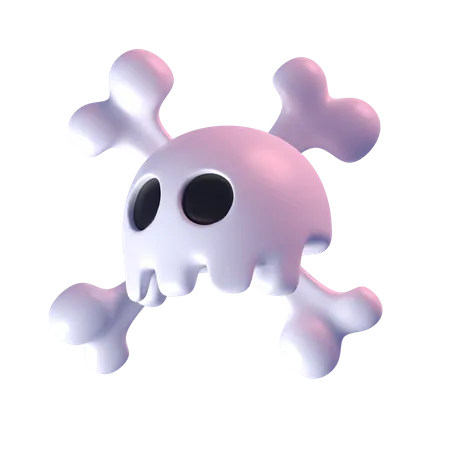 Skull With Bone  3D Icon