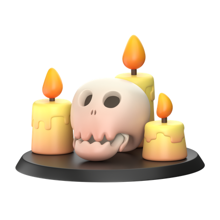 Skull with Candle  3D Icon