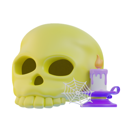 Skull With Candle  3D Icon