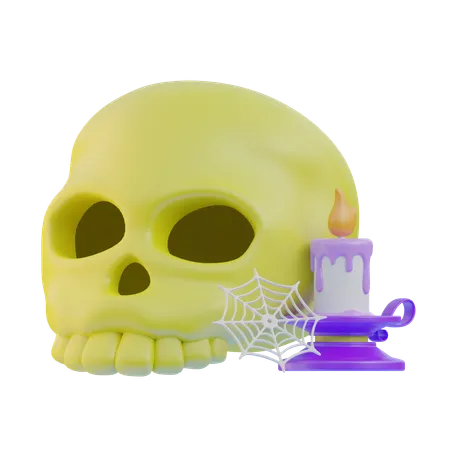 Skull With Candle  3D Icon