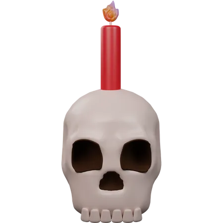 Skull With Candle  3D Icon