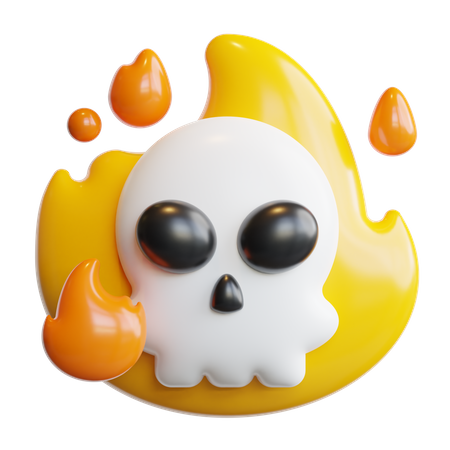 Skull with fire  3D Icon