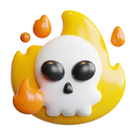 Skull with fire  3D Icon