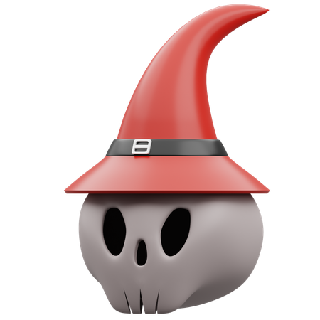 Skull with Witch Hat  3D Icon