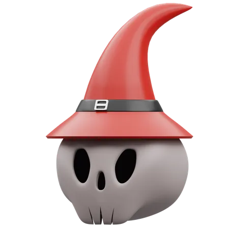 Skull with Witch Hat  3D Icon