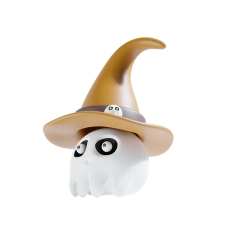 Skull With Witch Hat  3D Icon