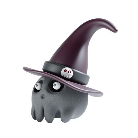 Skull With Witch Hat  3D Icon