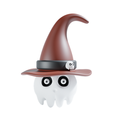 Skull With Witch Hat  3D Icon