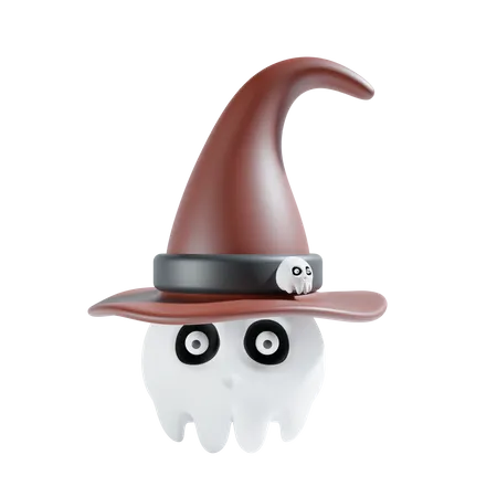 Skull With Witch Hat  3D Icon