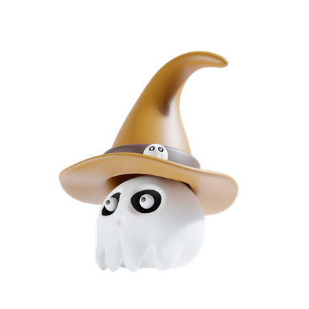 Skull With Witch Hat  3D Icon