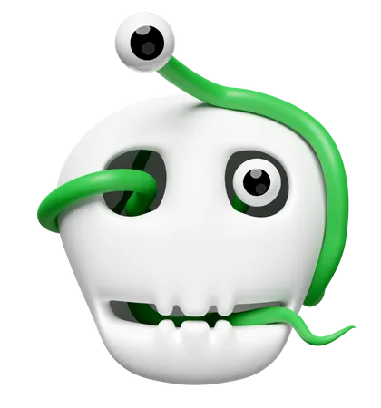 Skull With Worm  3D Icon
