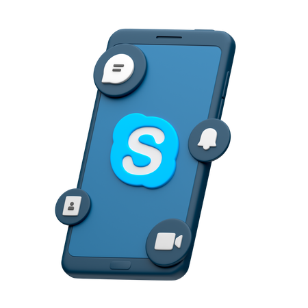 Skype no smartphone  3D Icon