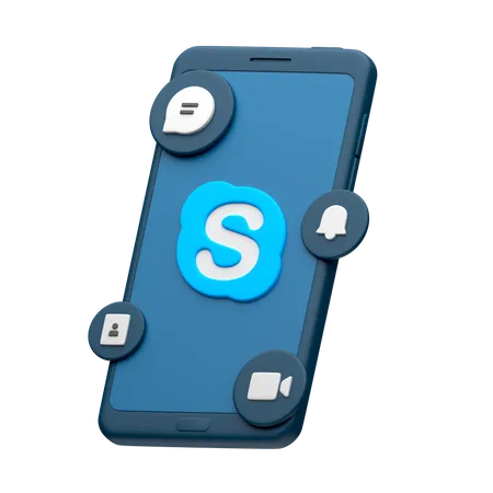 Skype no smartphone  3D Icon