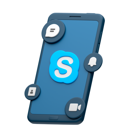 Skype On Smartphone  3D Icon