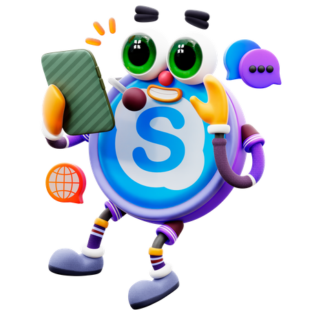 Skype Sticker 3D Illustration