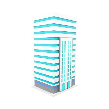 3 D Rendering Single Business Skyscraper Icon 3 D Render Business Building With Two Entrances Icon 3D Icon