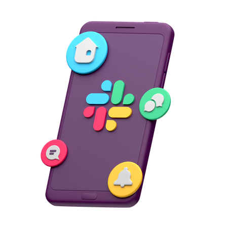 スマートフォンのSlack  3D Icon