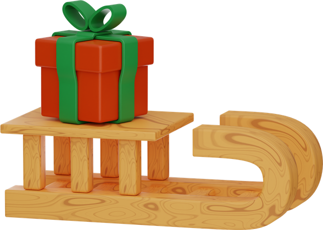 Sled With Gift Box 3D Illustration