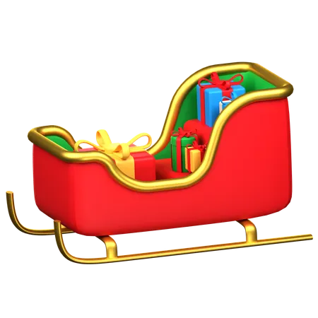 Sledge With Gift Boxes 3 D Icon Illustration 3D Icon