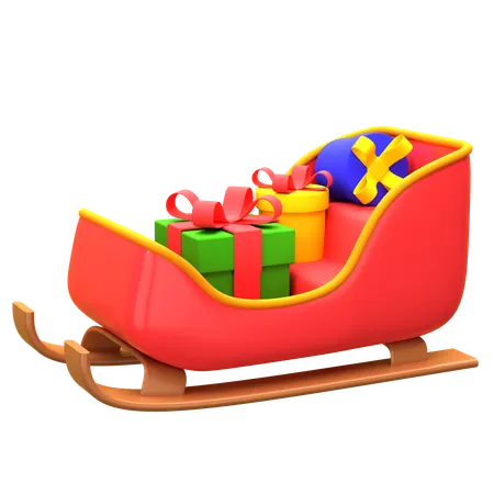 Sledge With Gift Boxes 3 D Illustration Christmas 3 D Icon Pack 3D Icon