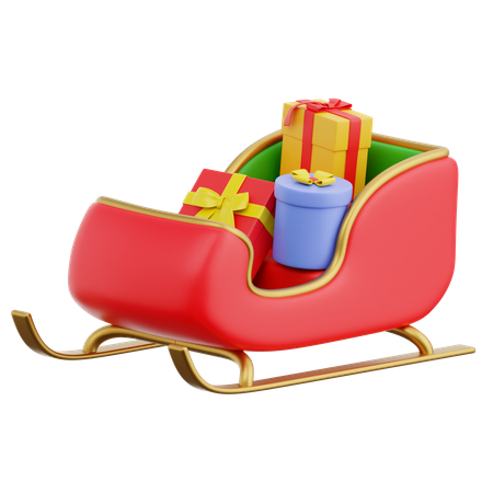 Sledge With Gift Boxes  3D Icon