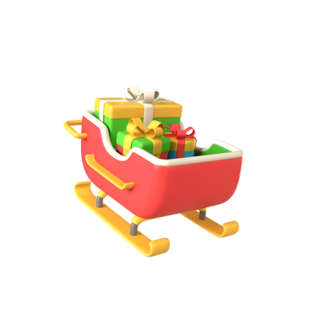 Sledge With Gift Boxes  3D Icon