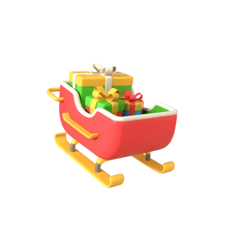 Sledge With Gift Boxes  3D Icon