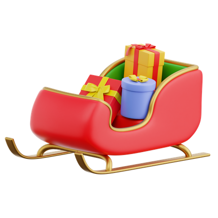 Sledge With Gift Boxes  3D Icon