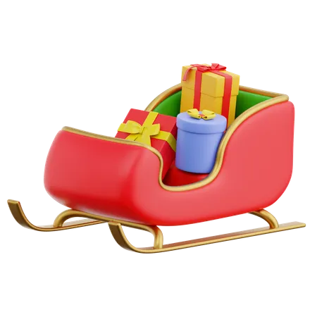Sledge With Gift Boxes  3D Icon