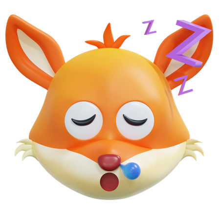 Sleep Fox Emoticon  3D Icon