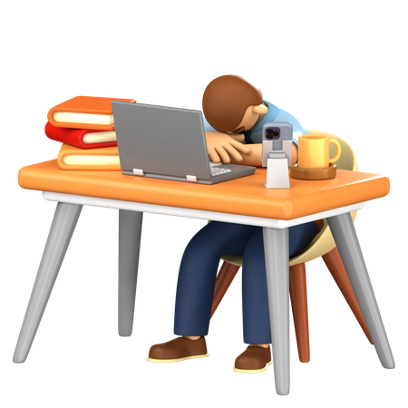 Sleeping at Desk  3D Icon