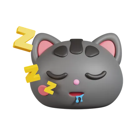Sleeping Cat Emoji  3D Illustration
