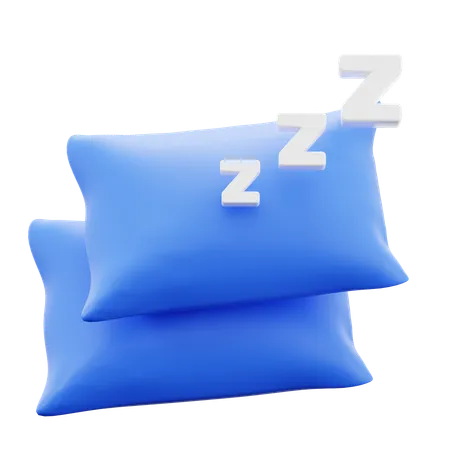 Pillow With Zzz Symbol For Sleep Relax Therapy Bed Rest Traetment Pyschology Mental Health 3 D Icon Illustration Render Design 3D Icon