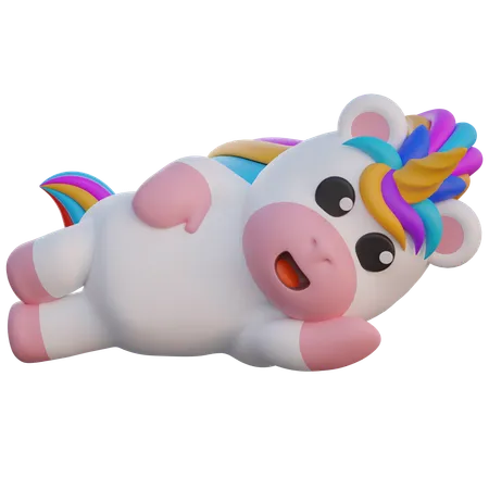 Sleeping Unicorn  3D Illustration