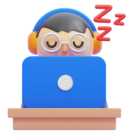 Sleepy at Work  3D Icon