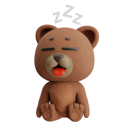 Sleepy Bear  3D Illustration