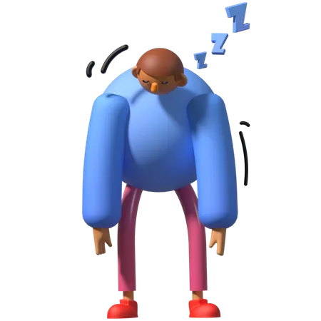 Sleepy man  3D Illustration